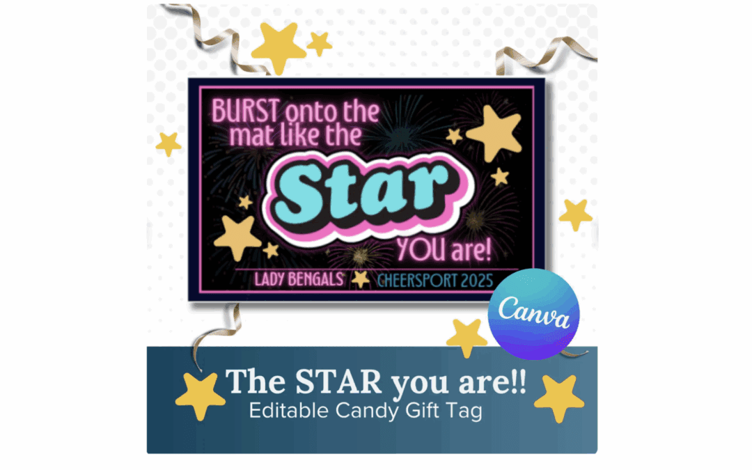 Editable Team Gift Tag | Cheer, Dance, Gymnastics Printable | Canva Template | Motivational Candy Tag | Instant Download